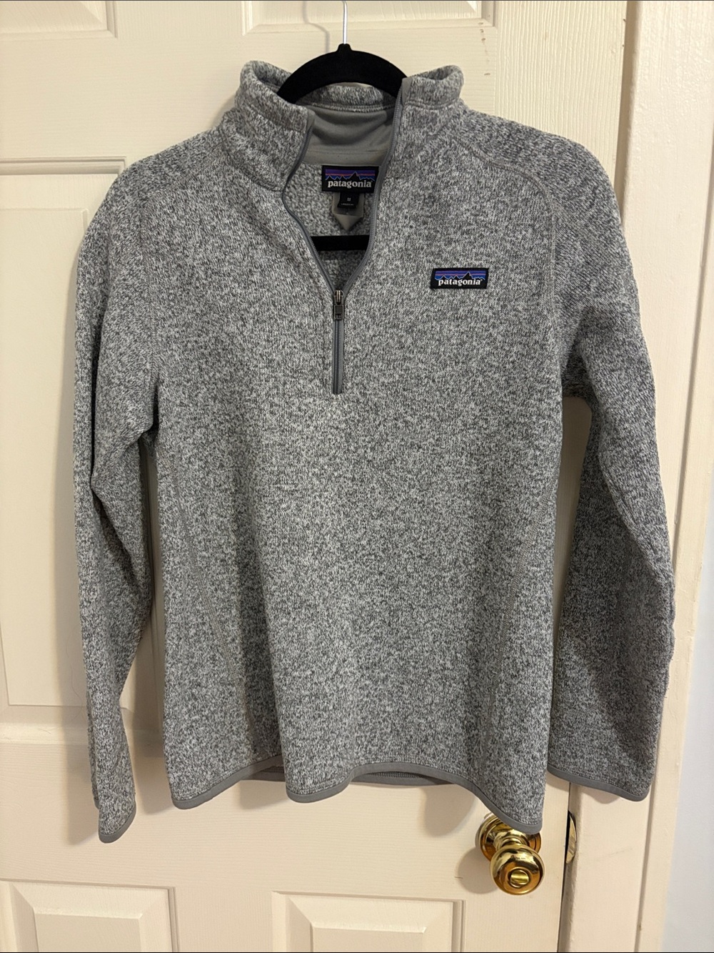 Patagonia Sweater Women's Medium Heathered Grey 1/4 Zip Fleece Lined Turtleneck